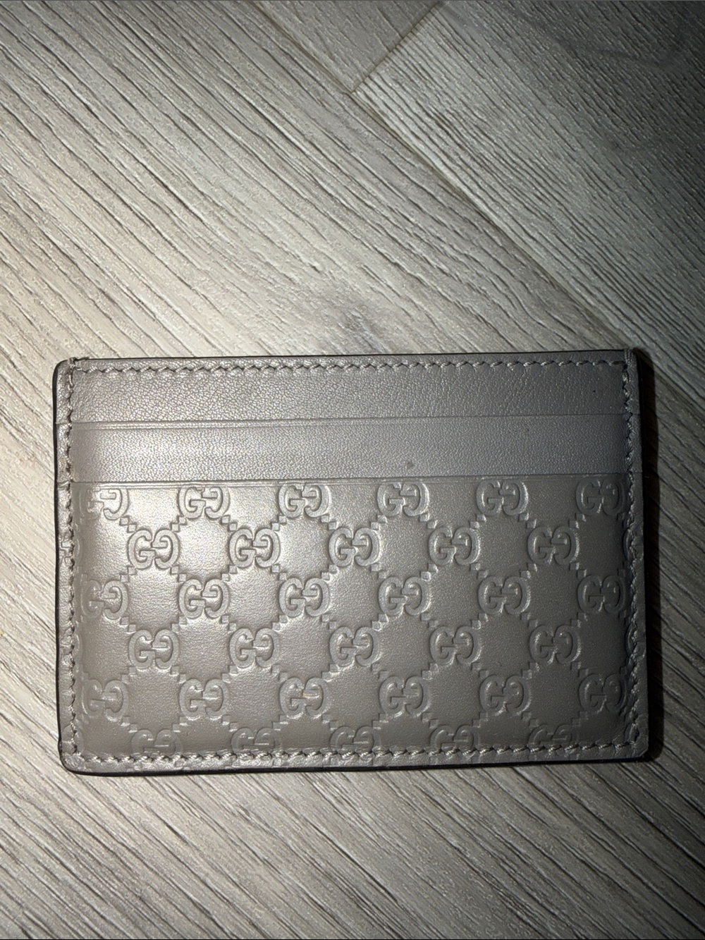 Gucci Gray Embossed GG Leather Card Case
